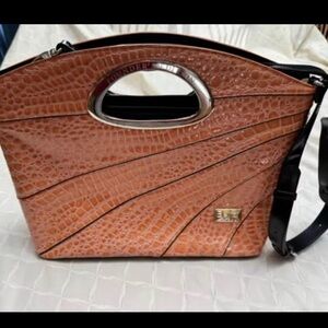 Beijo Crocodile Pattern Leather Handbag - Orange